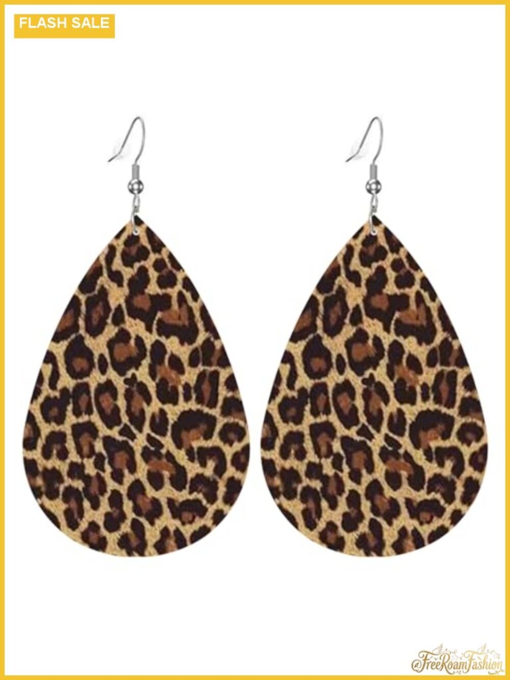 Bohemian Cheetah Leopard Print Dangle Earrings Leather Drop